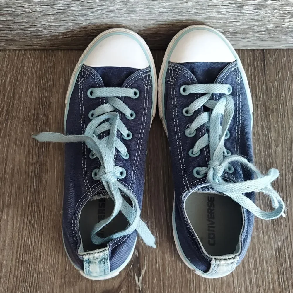 Converse Kids Double Tongue Navy Blue Canvas Sneakers Size 2